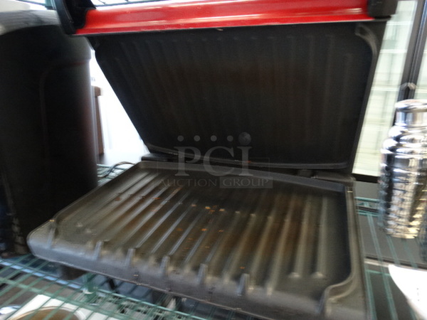 Red Countertop George Foreman Lean Fat Grilling Machine Panini Press. 14x14.5x5.5. Tested and Working! - Image 6 of 6