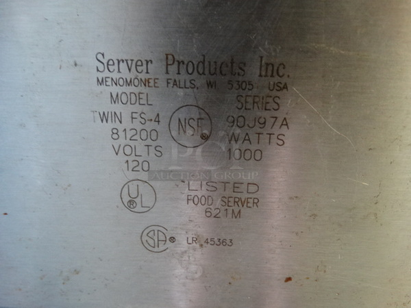 Server Model TWIN FS-4 Stainless Steel Commercial Countertop 2 Well Food Warmer. 120 Volts, 1 Phase. 17x9x8. Tested and Working! - Image 7 of 7