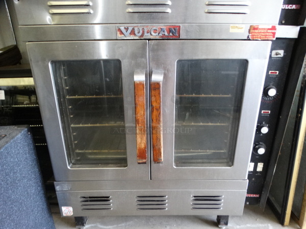 2 FANTASTIC! Vulcan Stainless Steel Commercial Gas Powered Full Size Convection Ovens w/ View Through Doors, Metal Oven Racks and Thermostatic Controls. 40x39x76. 2 Times Your Bid! - Image 6 of 10