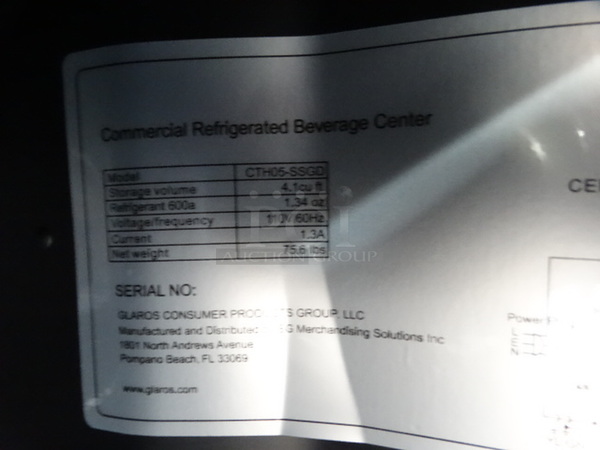 NICE! Glaros Model CTH05-SSGD Metal Commercial Single Door Mini Cooler Merchandiser. Door Needs Attached. 110 Volts, 1 Phase. 21x22x34. Tested and Does Not Power On - Image 4 of 6