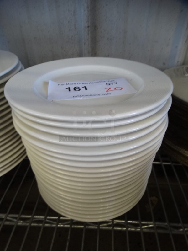 20 White Ceramic Plates. 7.5x7.5x1. 20 Times Your Bid! - Image 1 of 4