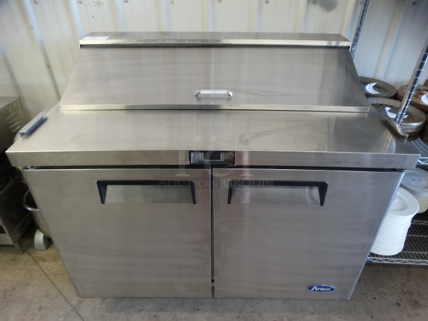 GREAT! 2015 Atosa Model MSF8302 Stainless Steel Commercial Sandwich Salad Prep Table Bain Marie Mega Top on Commercial Casters. 115 Volts, 1 Phase. 48.5x30x45. Tested and Working! - Image 1 of 8
