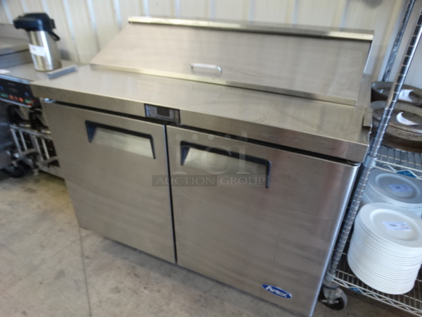 GREAT! 2015 Atosa Model MSF8302 Stainless Steel Commercial Sandwich Salad Prep Table Bain Marie Mega Top on Commercial Casters. 115 Volts, 1 Phase. 48.5x30x45. Tested and Working! - Image 2 of 8