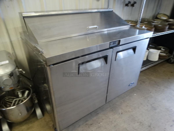 GREAT! 2015 Atosa Model MSF8302 Stainless Steel Commercial Sandwich Salad Prep Table Bain Marie Mega Top on Commercial Casters. 115 Volts, 1 Phase. 48.5x30x45. Tested and Working! - Image 3 of 8