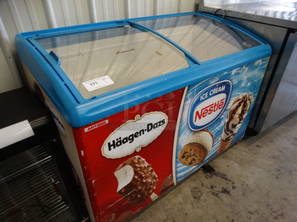 NICE! Floor Style Commercial Frozen Treat Ice Cream Novelty Freezer Merchandiser w/ 2 Sliding Doors. 49x25x35. Tested and Powers On But Does Not Get Cold - Image 3 of 5