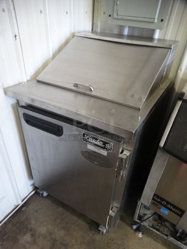 NICE! 2014 Leader Model LM27S/C Stainless Steel Commercial Sandwich Salad Prep Table Bain Marie Mega Top on Commercial Casters. 115 Volts, 1 Phase. 27x32x45. Tested and Working! - Image 2 of 7