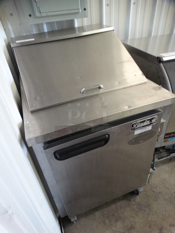 NICE! 2014 Leader Model LM27S/C Stainless Steel Commercial Sandwich Salad Prep Table Bain Marie Mega Top on Commercial Casters. 115 Volts, 1 Phase. 27x32x45. Tested and Working! - Image 3 of 7