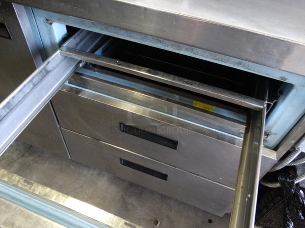 GREAT! Delfield Stainless Steel Commercial Pizza Prep Table w/ 2 Lids, Door and 3 Drawers. 72x32x42. Cannot Test Due To Plug Style  - Image 6 of 8