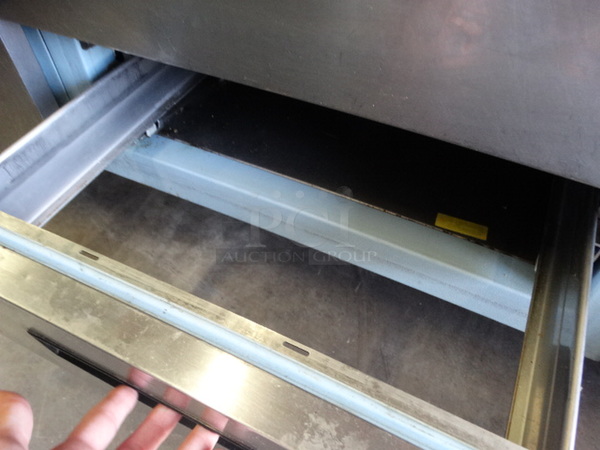 GREAT! Delfield Stainless Steel Commercial Pizza Prep Table w/ 2 Lids, Door and 3 Drawers. 72x32x42. Cannot Test Due To Plug Style  - Image 7 of 8