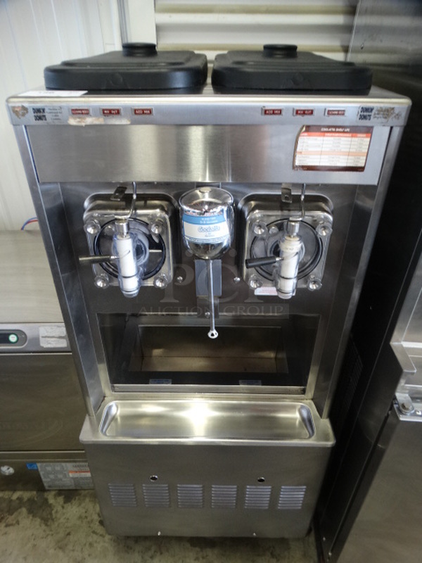BEAUTIFUL! 2012 Taylor Model 342D-27 Stainless Steel Commercial Floor Style 2 Flavor Ice Cream Machine w/ Milkshake Mixer on Commercial Casters. 208/230 Volts, 1 Phase. 26x33x59 - Image 1 of 7