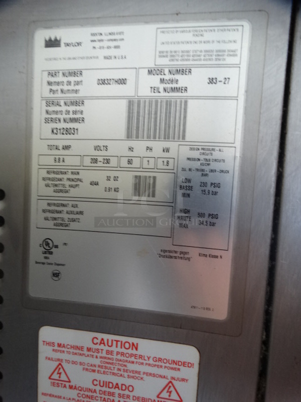 NICE! Taylor Model 383-27 Stainless Steel Commercial Countertop Single Flavor Frozen Beverage Machine. 208-230 Volts, 1 Phase. 16x27x30 - Image 7 of 10