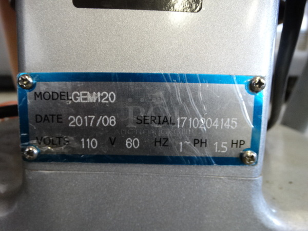 SWEET! 2017 General Model GEM120 Metal Commercial 20 Quart Planetary Mixer w/ Metal Mixing Bowl, Bowl Guard, Paddle, Whisk and Dough Hook. 110 Volts, 1 Phase. 17x22x30. Tested and Does Not Power On - Image 6 of 9