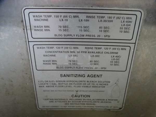 SWEET! Hobart Model LX40M Stainless Steel Commercial Undercounter Dishwasher. 208 Volts, 1 Phase. 24x25x34 - Image 8 of 8