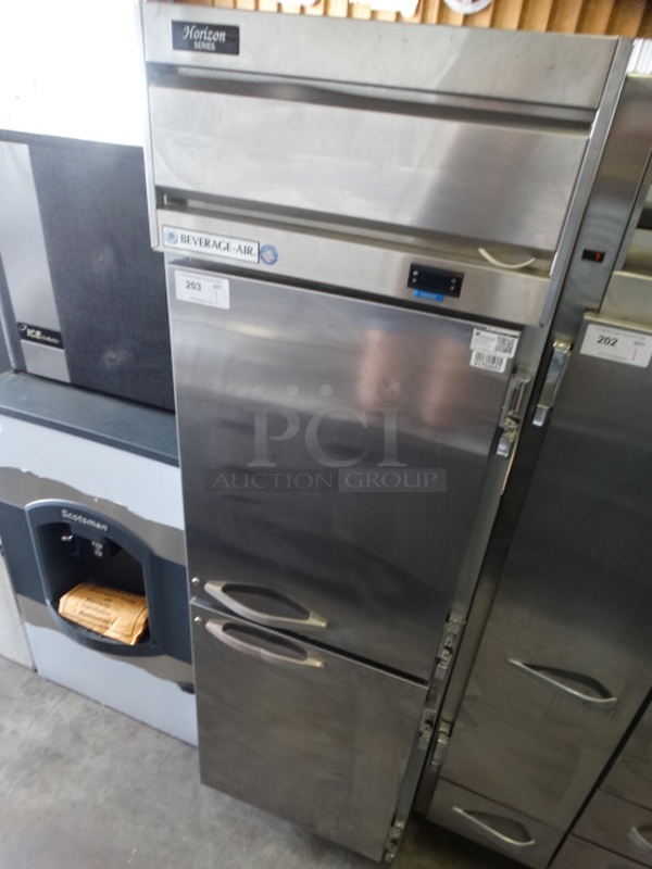 NICE! Beverage Air Horizon Series Stainless Steel Commercial 2 Half Size Door Reach In Freezer on Commercial Casters. 26x32x83. Tested and Working! - Image 2 of 8