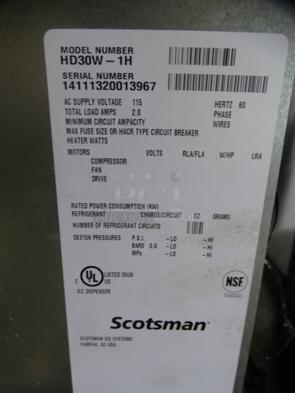2 SWEET! Items; Ice O Matic Model ICE1006HW2 Stainless Steel Commercial Ice Machine Head and Scotsman Model HD30W-1H Stainless Steel Commercial Hotel Ice Dispenser. 208/230 Volts, 1 Phase. 30x33x74. 2 Times Your Bid! Makes One Unit - Image 7 of 7