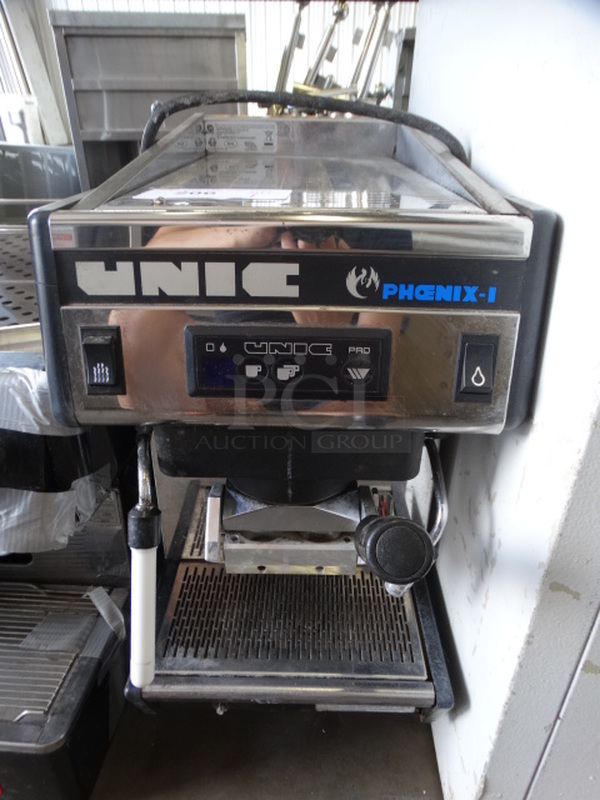 GREAT! Unic Phoenix-1 Stainless Steel Commercial Countertop Single Group Espresso Machine w/ Steam Wand. 12x20x23 - Image 1 of 5