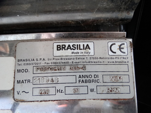 GORGEOUS! Brasilia Model Portofino DEL-4 Stainless Steel Commercial Countertop 4 Group Espresso Machine w/ 2 Portafilters and 2 Steam Wands. 230 Volts, 1 Phase. 44x20x19 - Image 9 of 9