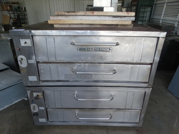 2 GORGEOUS! Baker's Pride Model 351 Stainless Steel Commercial Gas Powered Single Deck Pizza Ovens w/ Cooking Stones! 57x45x51. 2 Times Your Bid!