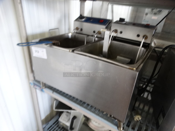 NICE! Stainless Steel Countertop Electric Powered 2 Bay Deep Fat Fryer w/ 1 Metal Basket. 22x17.5x17 - Image 2 of 5
