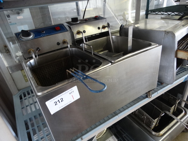 NICE! Stainless Steel Countertop Electric Powered 2 Bay Deep Fat Fryer w/ 1 Metal Basket. 22x17.5x17 - Image 3 of 5