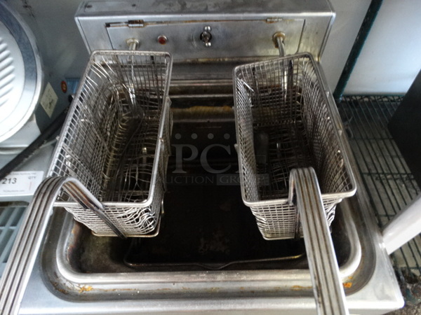 NICE! Stainless Steel Countertop Deep Fat Fryer w/ 2 Metal Fry Baskets. 18x20x14 - Image 4 of 5