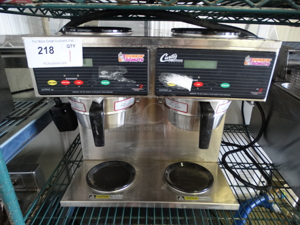 NICE! Curtis Model ALP4GT15A020 Stainless Steel Commercial Countertop Dual Coffee Machine w/ 2 Metal Brew Baskets. 220 Volts, 1 Phase. 18x17x17