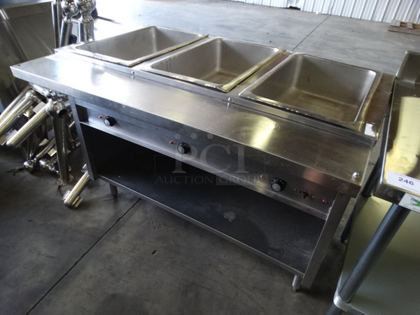 NICE! Stainless Steel Commercial 3 Well Steam Table w/ Undershelf. 48x30x34. Cannot Test Due To Cut Cord - Image 4 of 6