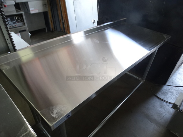 BRAND NEW IN BOX! Serv Ware Model T2460CWP-4-T-OB Stainless Steel Commercial Table w/ Backsplash. Stock Picture - Unit Is Disassembled In Box. 60x24x36 - Image 3 of 6