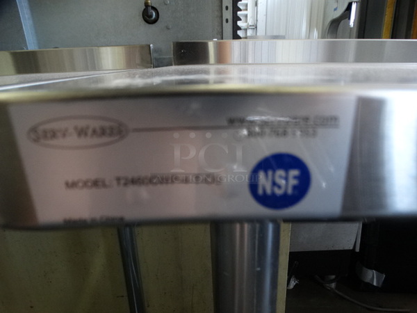 BRAND NEW! Serv Ware Model T2460CWP-4-T-OB Stainless Steel Commercial Table w/ Backsplash. 60x24x36 - Image 4 of 5