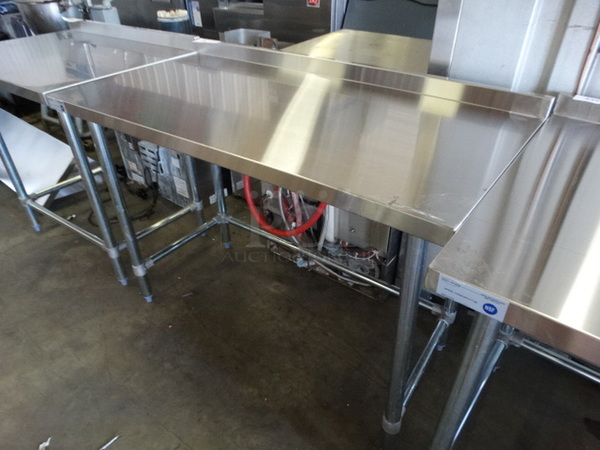BRAND NEW IN BOX! Serv Ware Model T2448CWP-4-T-OB Stainless Steel Commercial Table w/ Backsplash. Stock Picture - Unit Is Disassembled In Box. 48x24x36 - Image 3 of 5