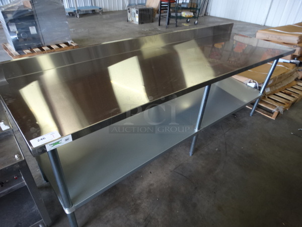 BRAND NEW! Regency Model T2436CWP-4-T-OB Stainless Steel Commercial Table w/ Backsplash. 96x30x38