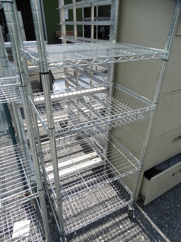 Chrome Finish 5 Tier Metro Shelving Rack on Commercial Casters. 24x18x75. BUYER MUST DISMANTLE. PCI CANNOT  DISMANTLE FOR SHIPPING. PLEASE CONSIDER FREIGHT CHARGES.  - Image 3 of 3