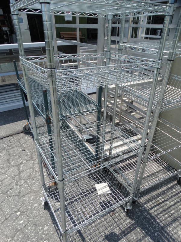 Chrome Finish 5 Tier Metro Shelving Rack on Commercial Casters. 24x18x75. BUYER MUST DISMANTLE. PCI CANNOT  DISMANTLE FOR SHIPPING. PLEASE CONSIDER FREIGHT CHARGES.  - Image 3 of 3