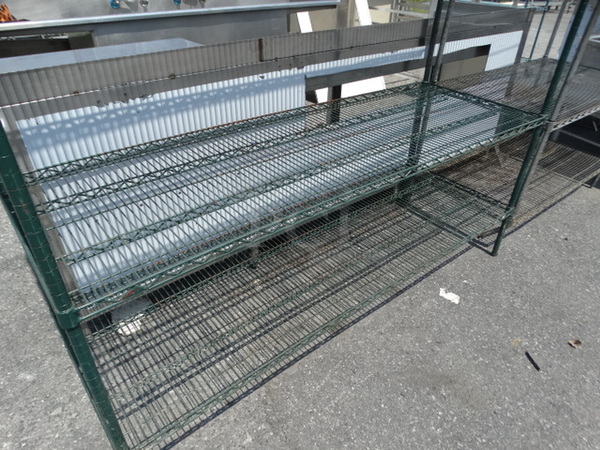 Green Finish 4 Tier Shelving Unit. 72x24x74. BUYER MUST DISMANTLE. PCI CANNOT  DISMANTLE FOR SHIPPING. PLEASE CONSIDER FREIGHT CHARGES.  - Image 3 of 3