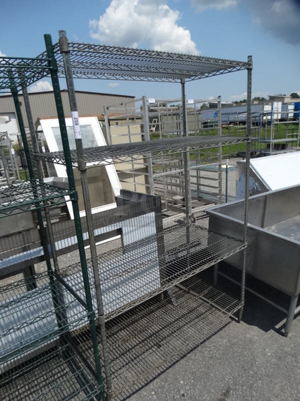 Chrome Finish 4 Tier Shelving Unit. 48x24x74. BUYER MUST DISMANTLE. PCI CANNOT  DISMANTLE FOR SHIPPING. PLEASE CONSIDER FREIGHT CHARGES.  - Image 2 of 4