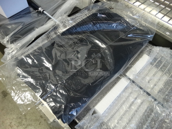 BRAND NEW IN BOX! Glaros Model BBQP-SS Stainless Steel Portable BBQ Grill on Casters. Comes w/ Rotisserie Spit, 2 Cooking Stones and Cover! Stock Picture Used To Show Item - Comes Disassembled In Box. 56x21x41 - Image 10 of 11
