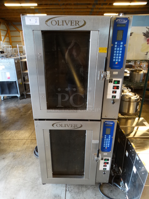 2 FANTASTIC! Oliver Model 690-NC3 Stainless Steel Commercial Electric Powered Convection Oven on Commercial Casters. 208 Volts, 3 Phase. 33x50x79. 2 Times Your Bid!