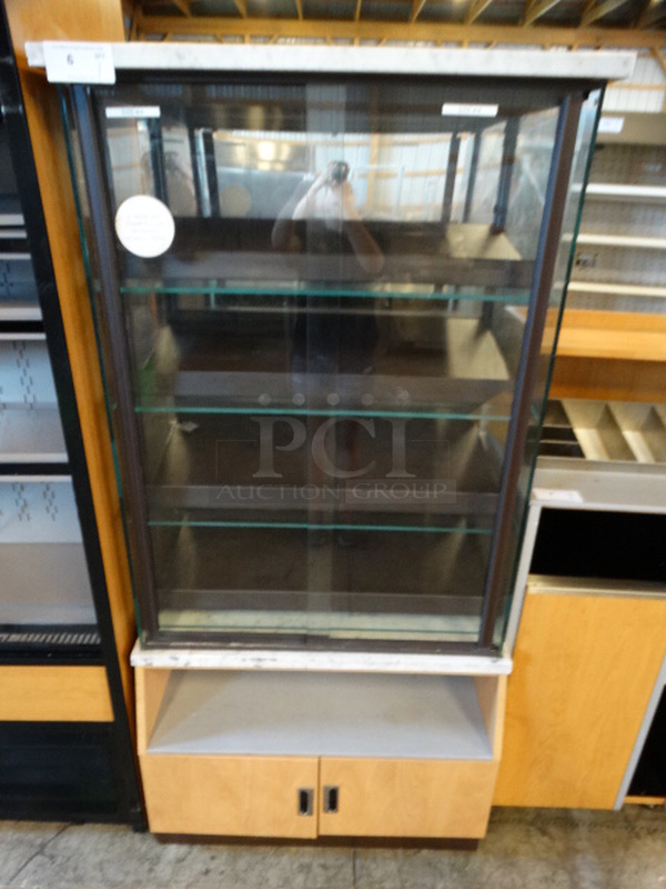 Floor Style Dry Bakery Display Case w/ 2 Glass Doors and 2 Lower Doors. 36x25x74