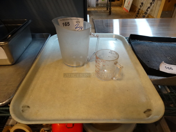 ALL ONE MONEY! Lot of 2 Poly Pitchers and Poly Tray!