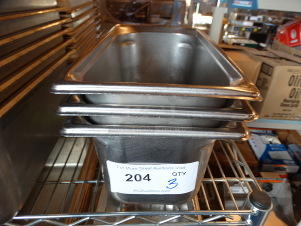 3 Stainless Steel 1/3 Size Drop In Bins. 1/3x6. 3 Times Your Bid!