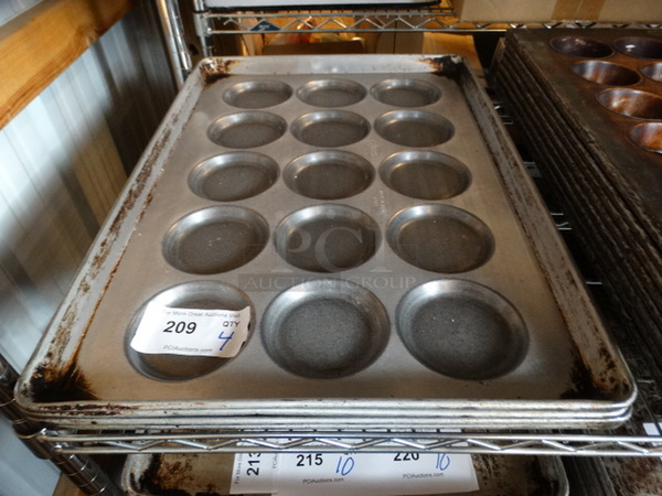 4 Metal 15 Cup Muffin Pans. 18x26x1.5. 4 Times Your Bid!