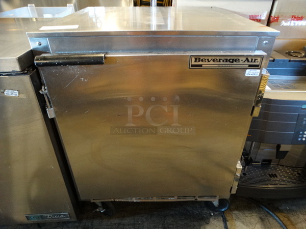 WOW! Beverage Air Stainless Steel Commercial Single Door Undercounter Cooler on Commercial Casters. 115 Volts, 1 Phase. 27x30x34. Tested and Working!