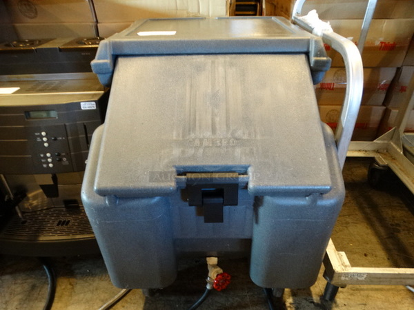Cambro Blue Poly Transport Bin on Commercial Casters. 22x29x29