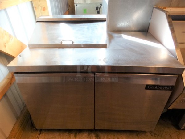 NICE! Continental Stainless Steel Commercial Sandwich Salad Prep Table Bain Marie Mega Top on Commercial Casters. 115 Volts, 1 Phase. 48x30x41. Tested and Working!