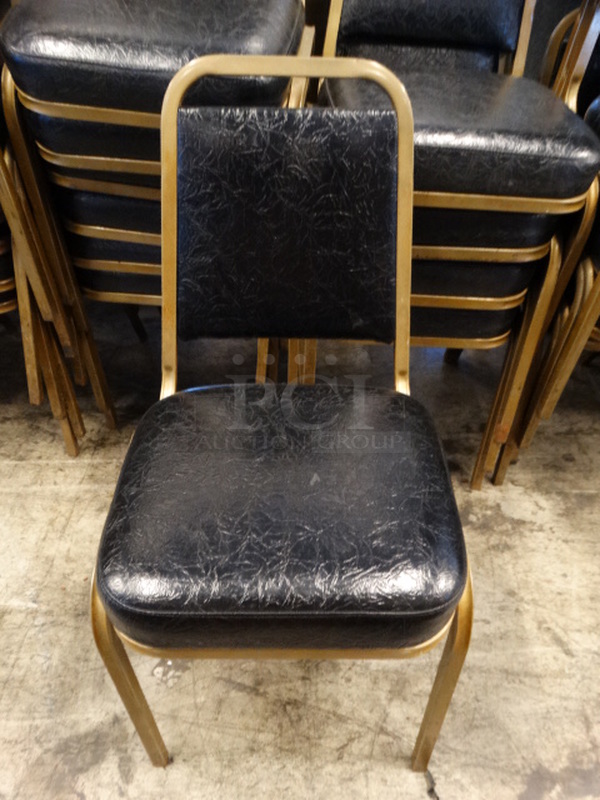 2 Metal Banquet Chairs w/ Black Seat Cushion and Backrest. Stock Picture - Cosmetic Condition May Vary. 17x20x33. 2 Times Your Bid!