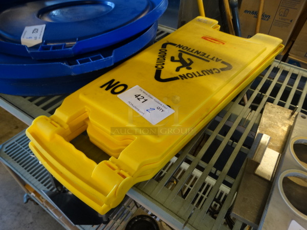 2 Yellow Poly Wet Floor Caution Signs. 11x1x26. 2 Times Your Bid!