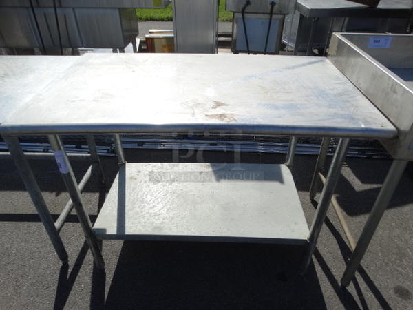 Stainless Steel Table w/ Metal Undershelf. 48x30x35