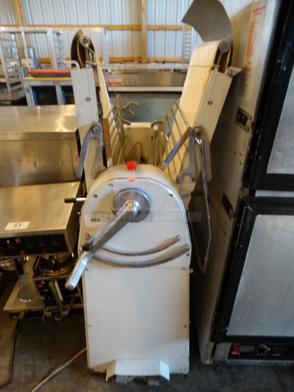 BEAUTIFUL! Monziani Model SF500 Metal Commercial Floor Style Reversible Dough Sheeter. 220 Volts. 56x35x44