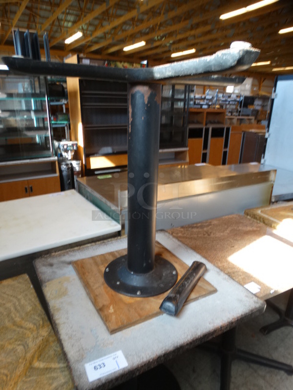 Granite Tabletop on Metal Table Base. 1 Prong on Table Base is Broken Off. 26x26x30