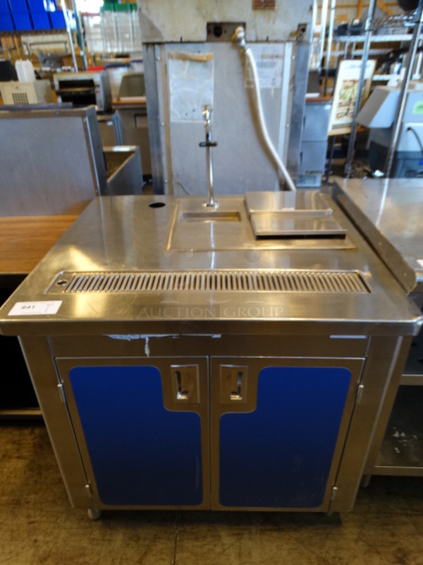 Stainless Steel Commercial Counter w/ Water Dispenser and 2 Lower Doors. 36x34x47